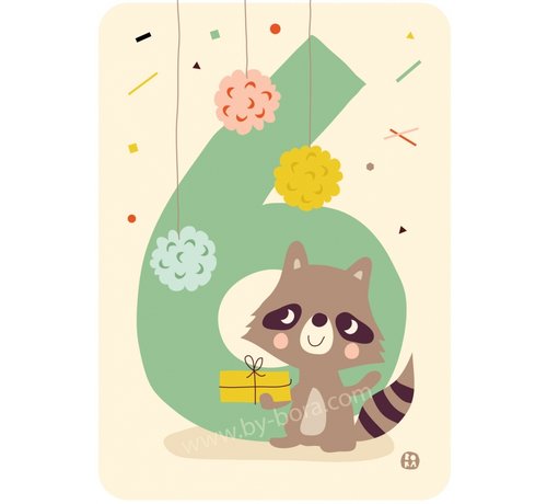 Bora Kaart met envelop 6 Raccoon