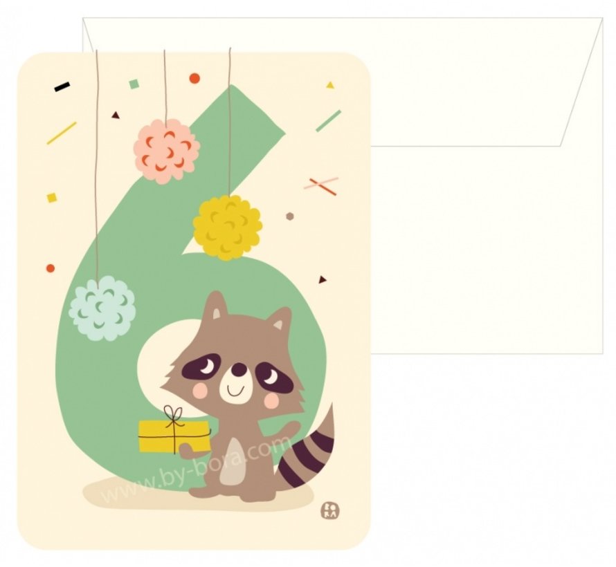 Kaart met envelop 6 Raccoon