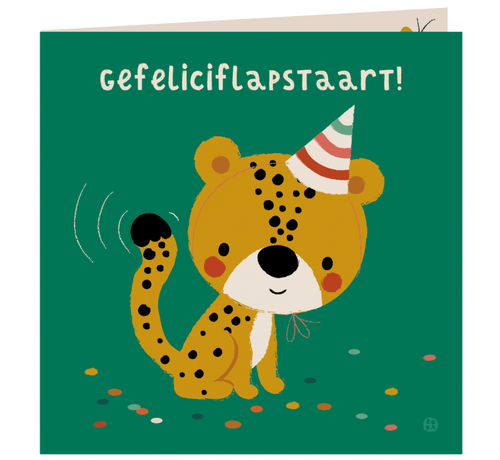 Bora Kaart met envelop Gefeliciflapstaart cheeta