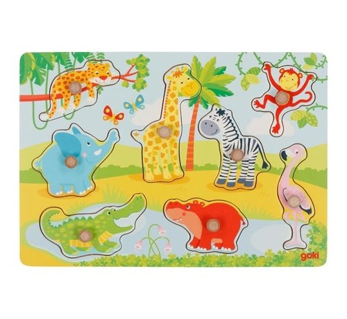 GOKI Lift Out Puzzle African Baby Animals  8 pcs