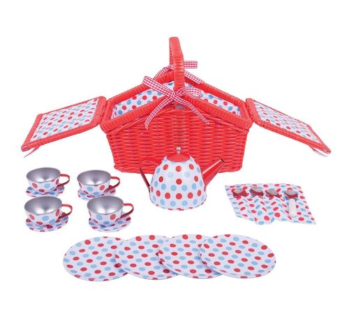 Bigjigs Spotted Basket Tea Set