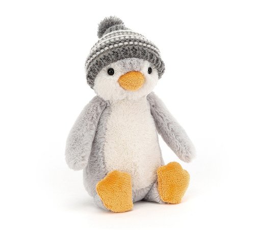 Jellycat Knuffel Pinguin Bashful Bobble Hat Grey