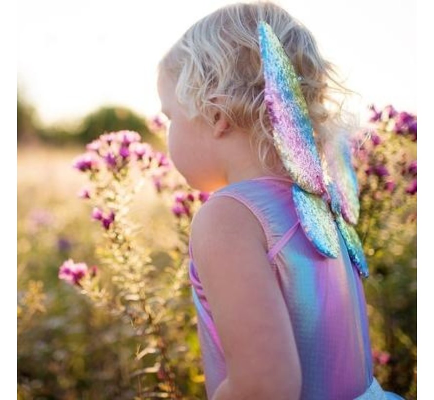 Rainbow Sequins Skirt, Wings and Wand