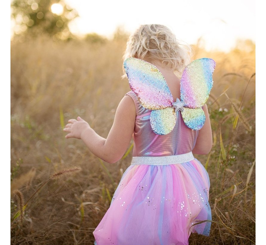 Rainbow Sequins Skirt, Wings and Wand