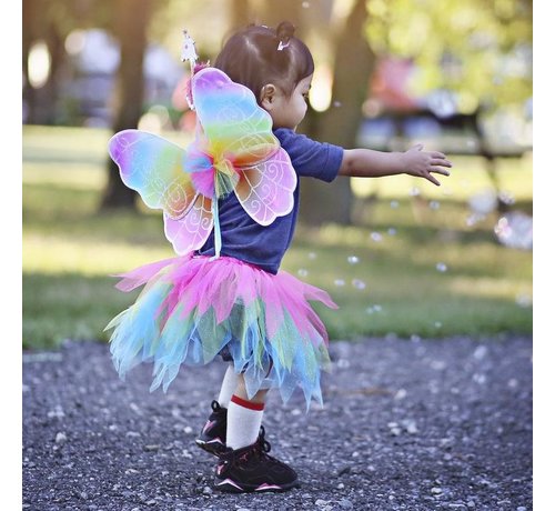 Great Pretenders Neon Rainbow Skirt Wings and Wand Set