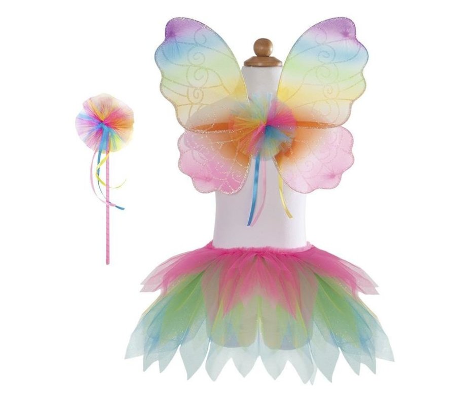 Neon Rainbow Skirt Wings and Wand Set