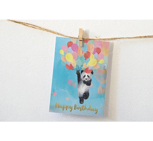 Lotte Drouen Ansichtkaart Happy Birthday Panda