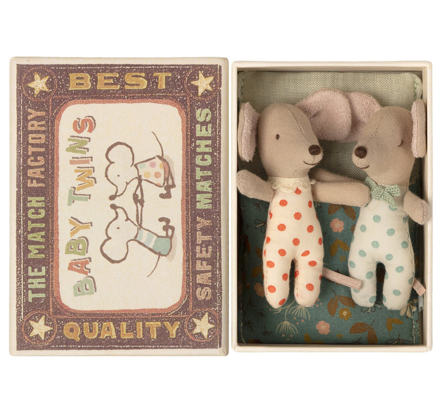 Baby Mice Twins in Matchbox 8 cm