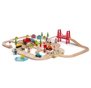 Bigjigs Houten Trein Road & Rail Set 80-delig