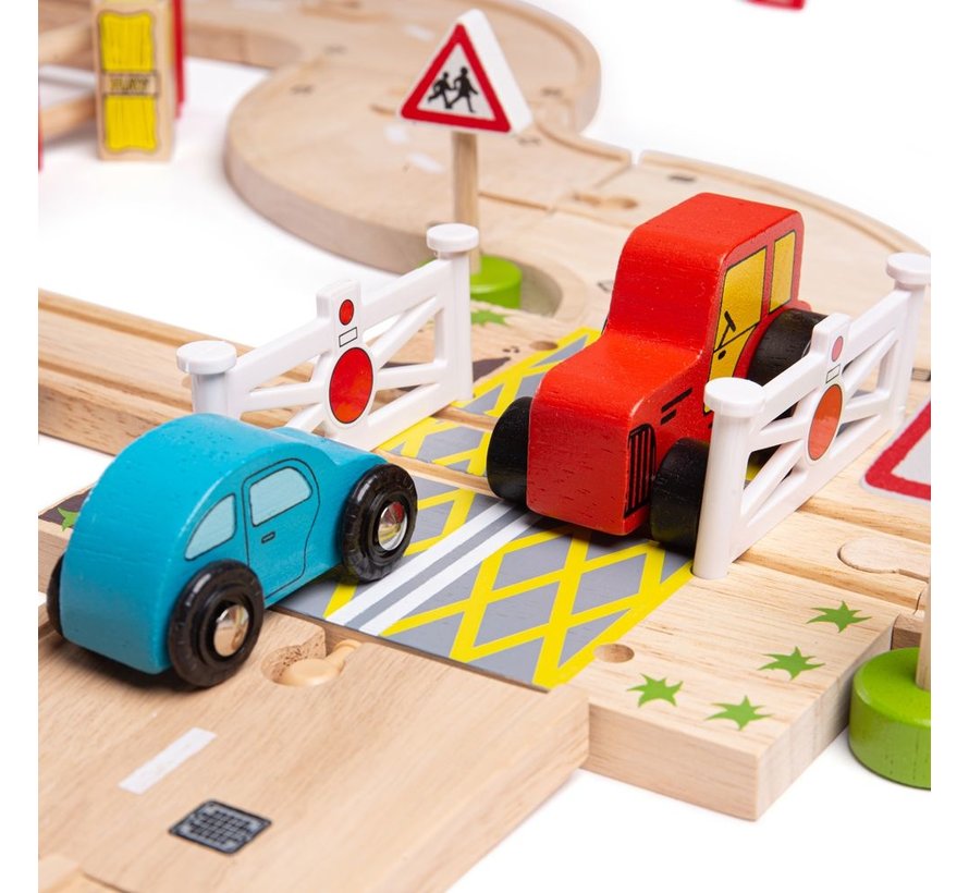 Houten Trein Road & Rail Set 80-delig