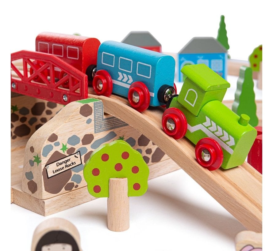 Houten Trein Road & Rail Set 80-delig