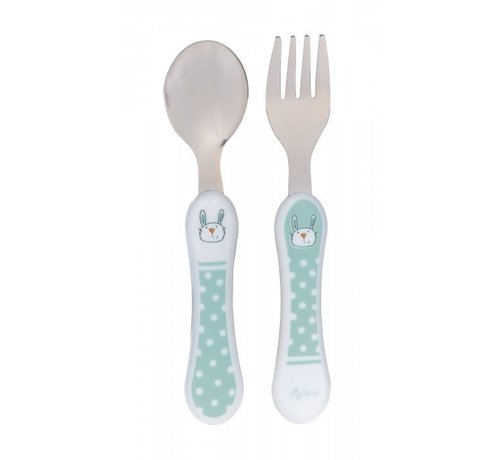 sigikid Cutlery set fork & spoon bunny, mint green