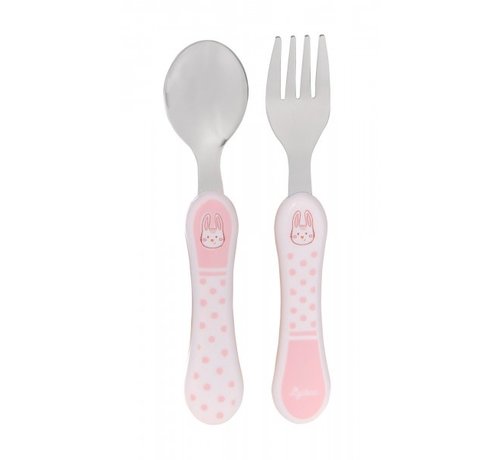 sigikid Cutlery set fork & spoon bunny, pastel pink