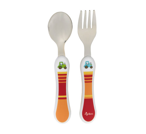 sigikid Cutlery set fork & spoon, tractor design