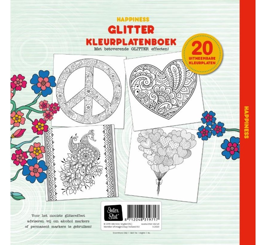 Glitter Kleurplaten Boek Happiness