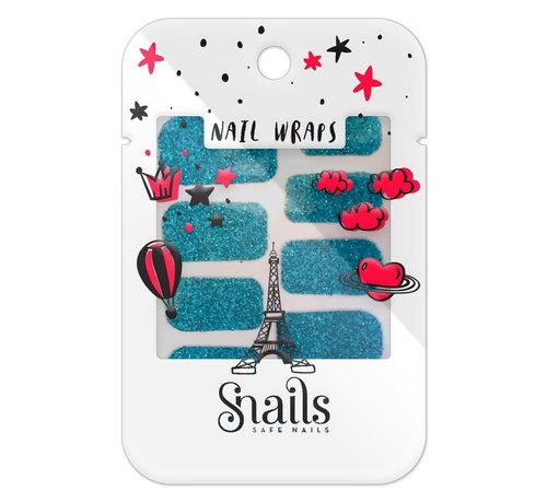 Snails Nagel Wrap Stickers Turquoise