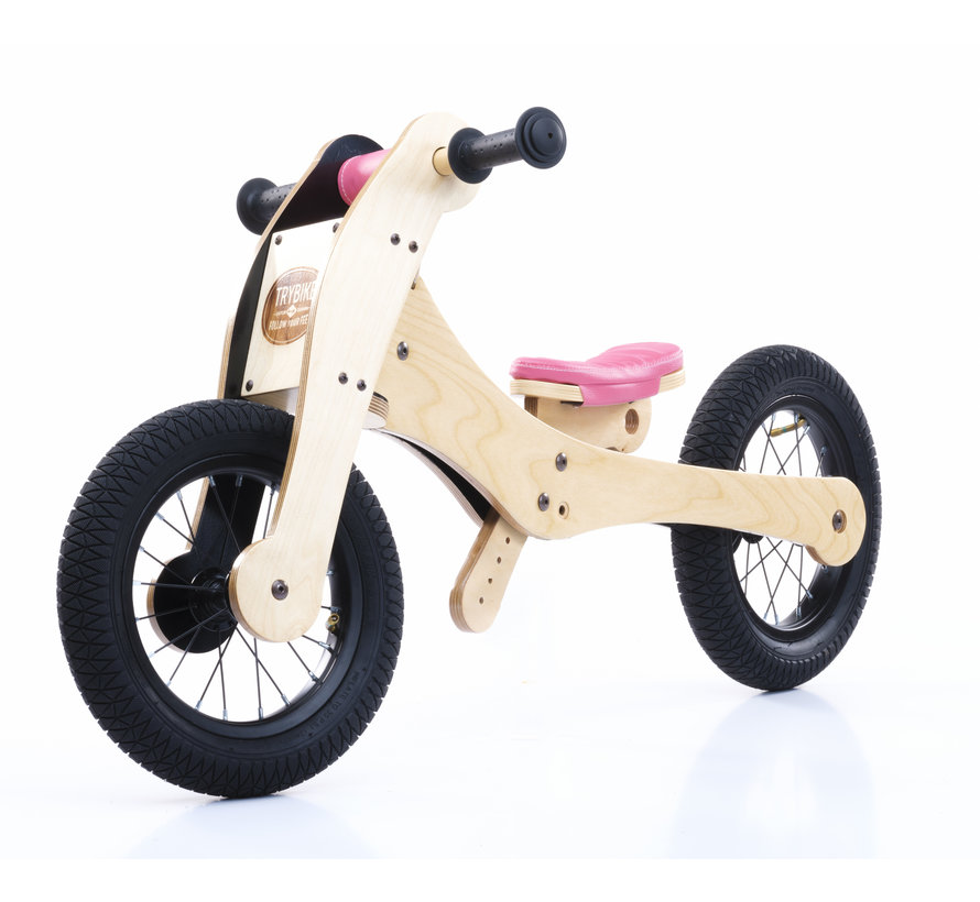 Loopfiets Hout 4-in-1 Roze