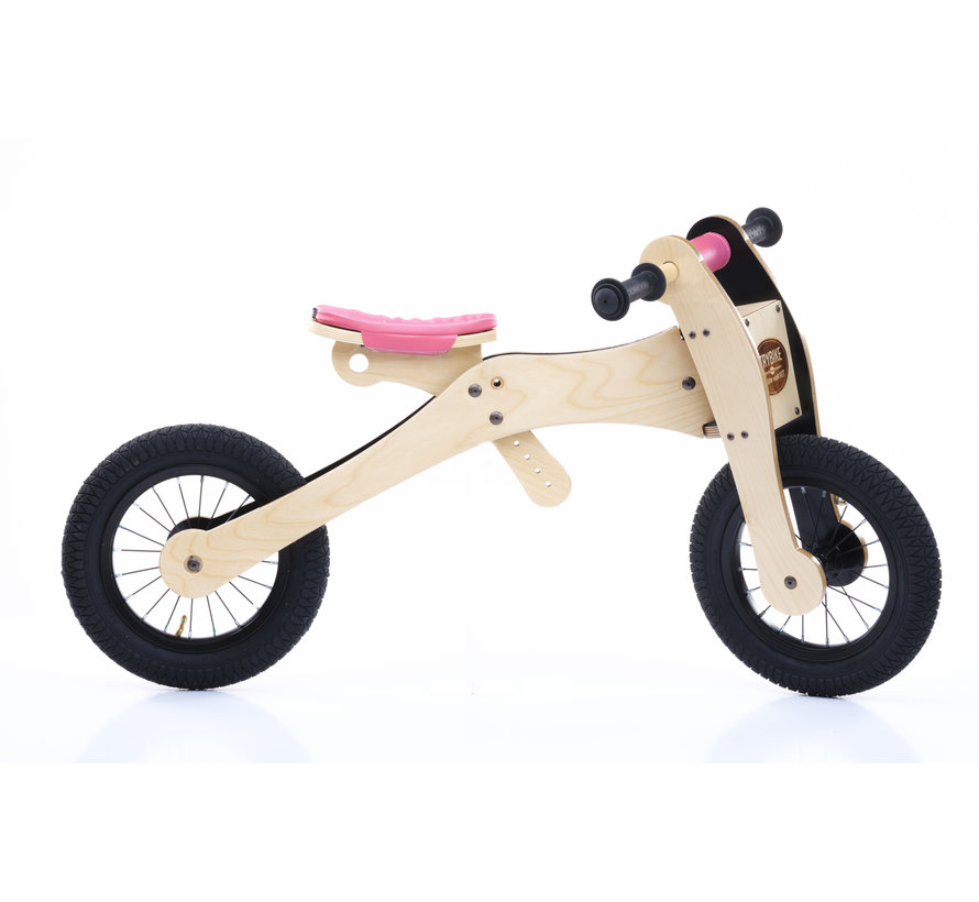 Loopfiets Hout 4-in-1 Roze