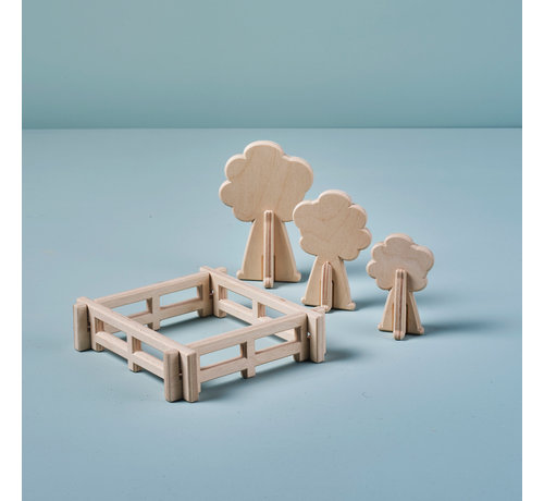 lovelties Bomen en Hekjes Hout Set 7-delig