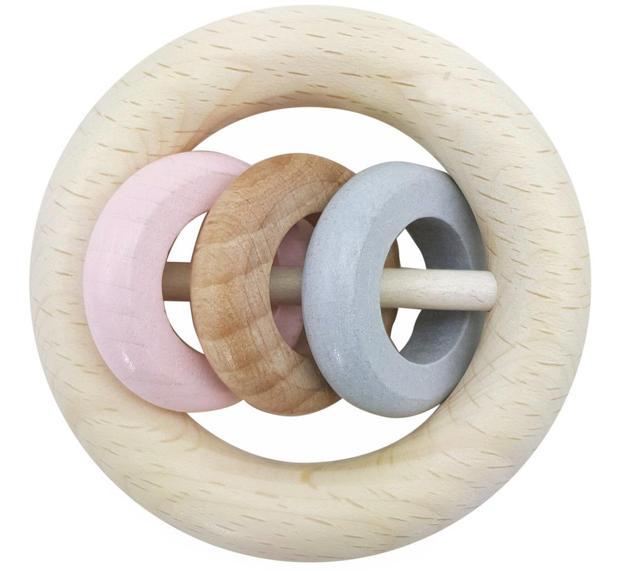 Rattle Three Rings Nature Blue/Pink