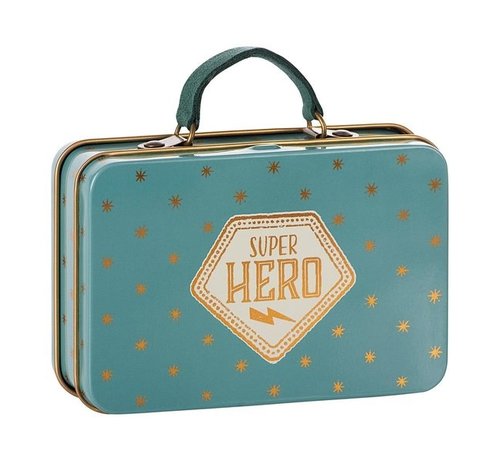 Maileg Metal Suitcase, Blue, Gold stars