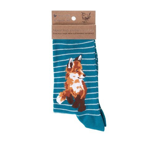 Wrendale Designs Fox Sock - Born to be Wild - TEAL