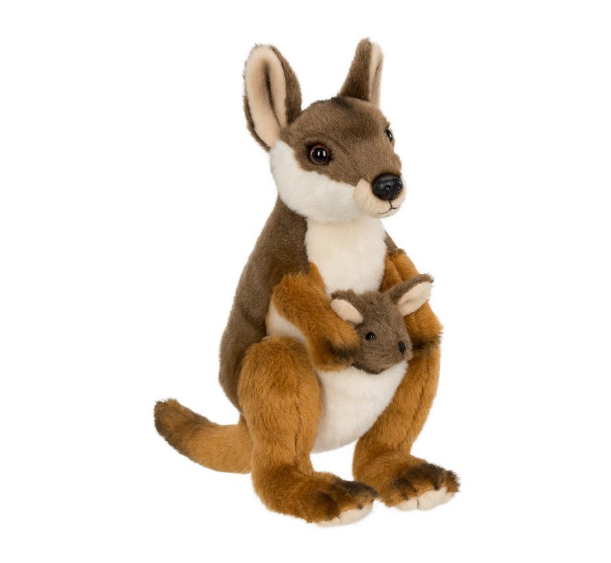 Knuffel Wallaby met Jong 19cm