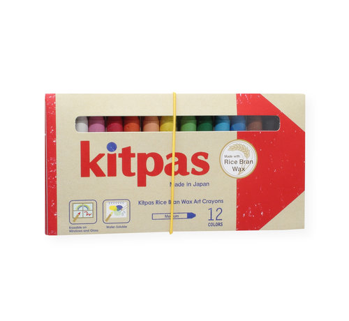 Kitpas Rice Bran Wax Art Crayons Medium Set 12-pcs