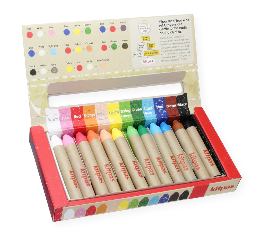 Rice Bran Wax Art Crayons Medium Set 12-pcs