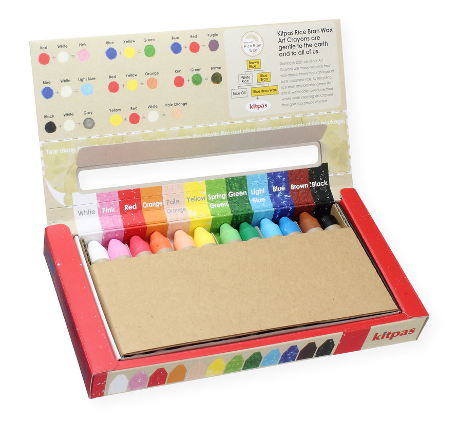 Rice Bran Wax Art Crayons Medium Set 12-pcs