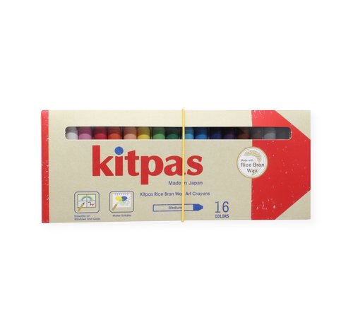 Kitpas Rice Bran Wax Art Crayons Medium Set 16-pcs