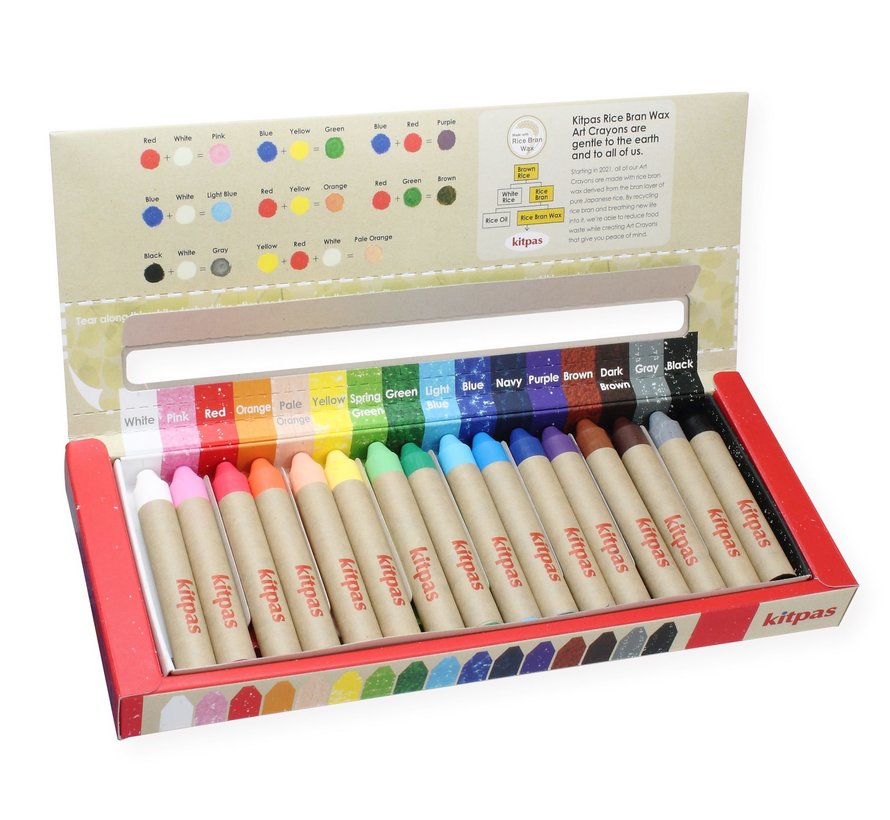 Rice Bran Wax Art Crayons Medium Set 16-pcs