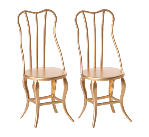 Maileg Vintage chair, Micro - Gold, 2 pack