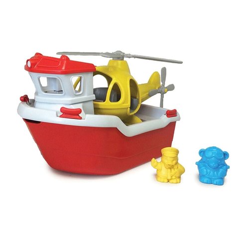 Green Toys Rescue Boat with Helicopter