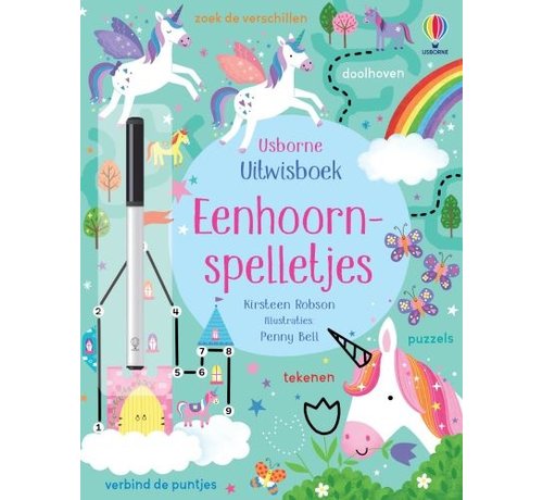 Uitgeverij Usborne Uitwisboek Eenhoornspelletjes