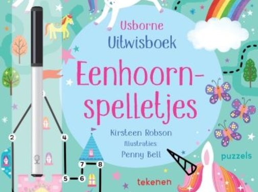 Uitgeverij Usborne Uitwisboek Eenhoornspelletjes