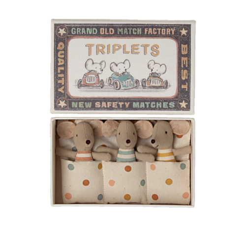 Maileg Triplets, Baby mice in matchbox