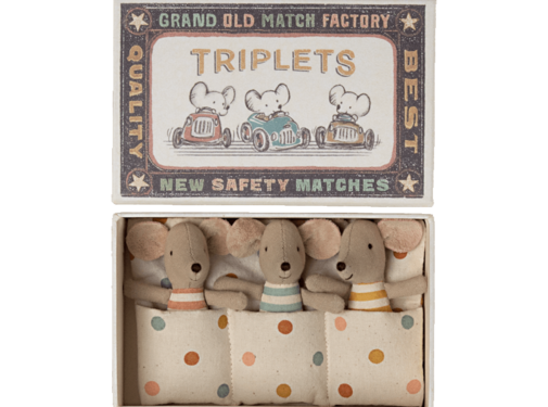 Maileg Drieling Baby Muis in een Luciferdoosje