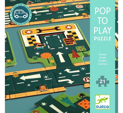 Djeco Pop to Play Puzzel Roads 21 pcs