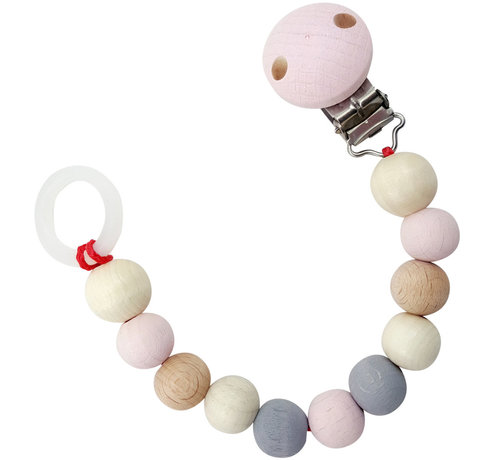 Hess Pacifier Strap Nature Pink