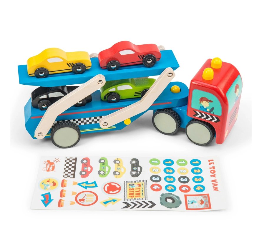 Race Car Transporter Set Hout