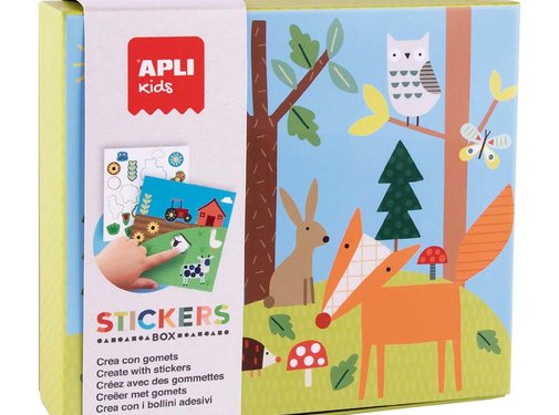 APLI Stickerkaarten Bos Set met 8 kaarten en 8 stickervellen