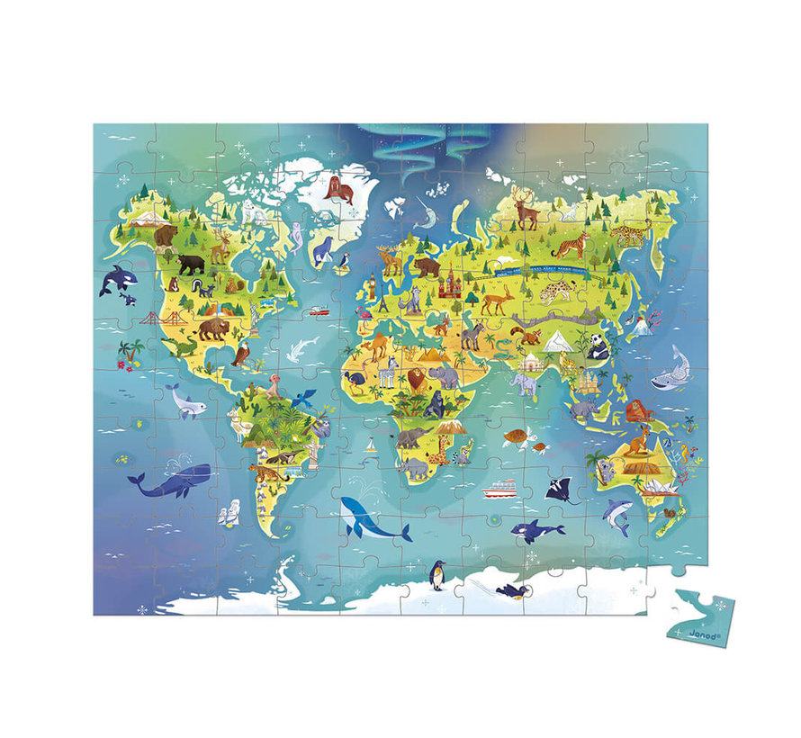 Puzzel De wereld in Opbergkoffer 100pcs