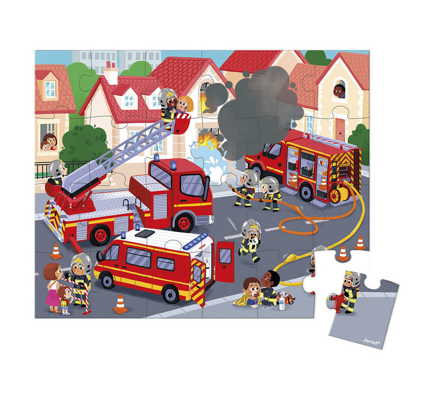 Puzzel De Brandweer in Opbergkoffer 24pcs