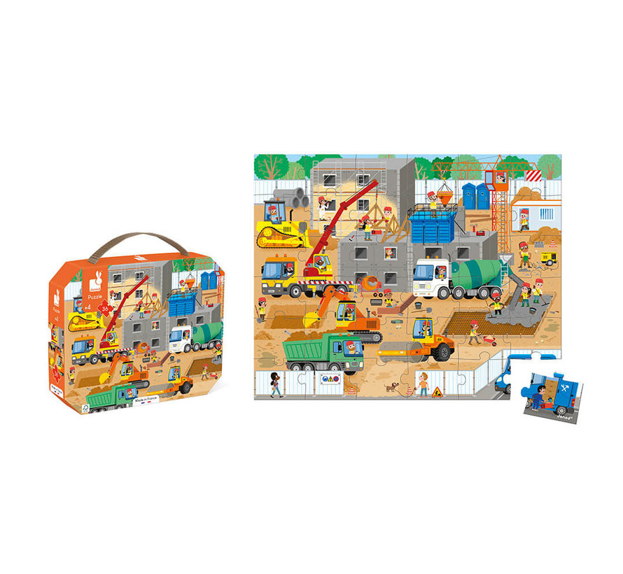 Puzzel Op de Bouwplaats in Opbergkoffer 36pcs