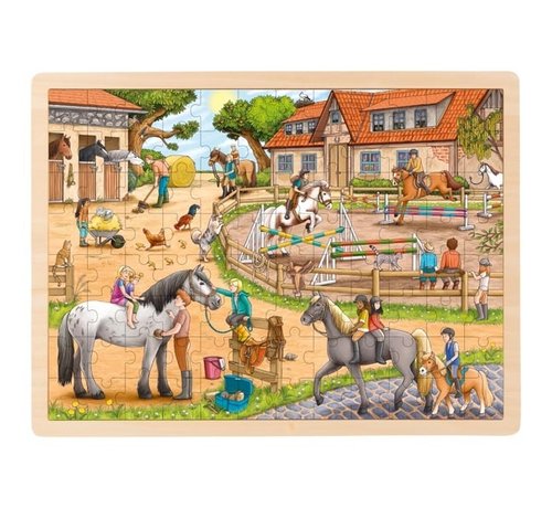 GOKI Puzzel Paarden Manege Hout 96pcs