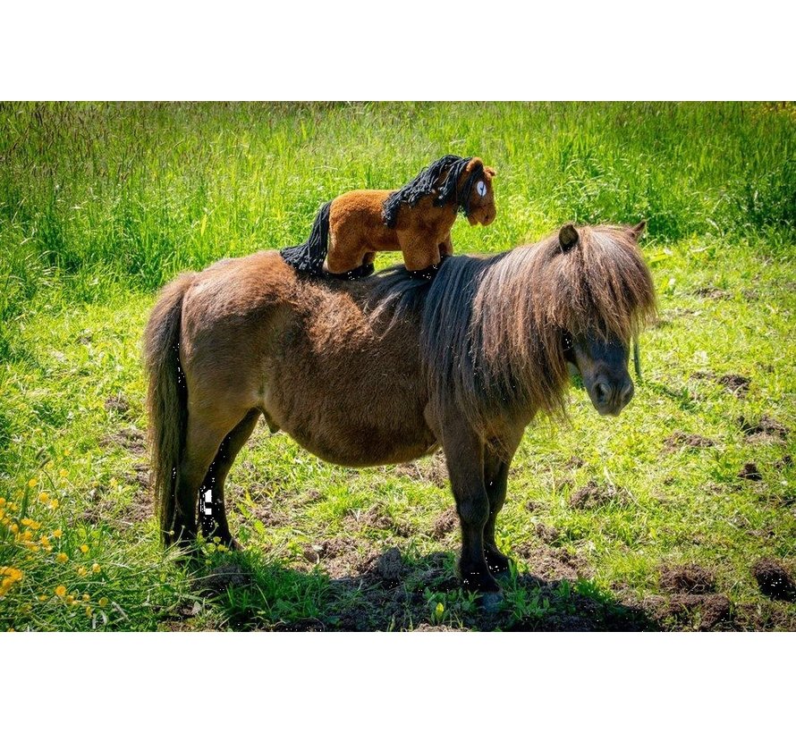 Paarden Knuffel Bruin met Zwarte Manen 48cm