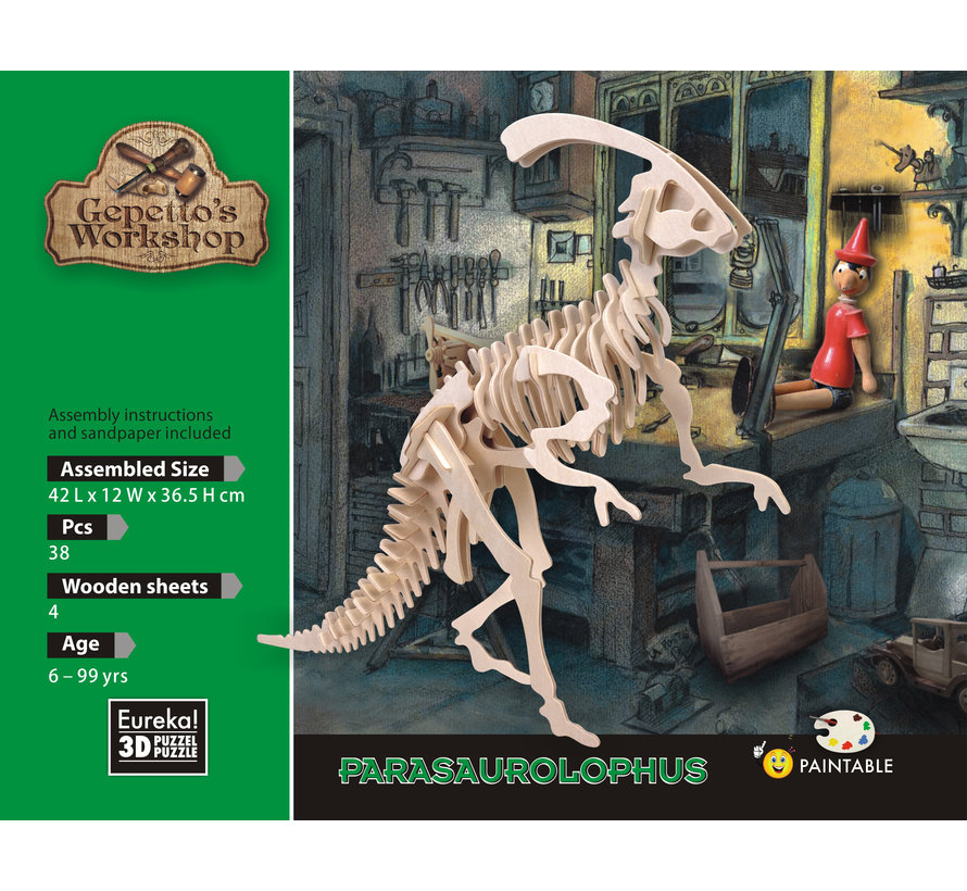 3D Wood Model Gepetto´s Parasaurolophus