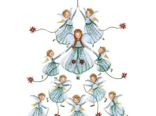 Postkaart Kerst Engelen