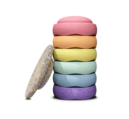 Stapelstein Pastel Rainbow Bundle 6+1 Board Confetti